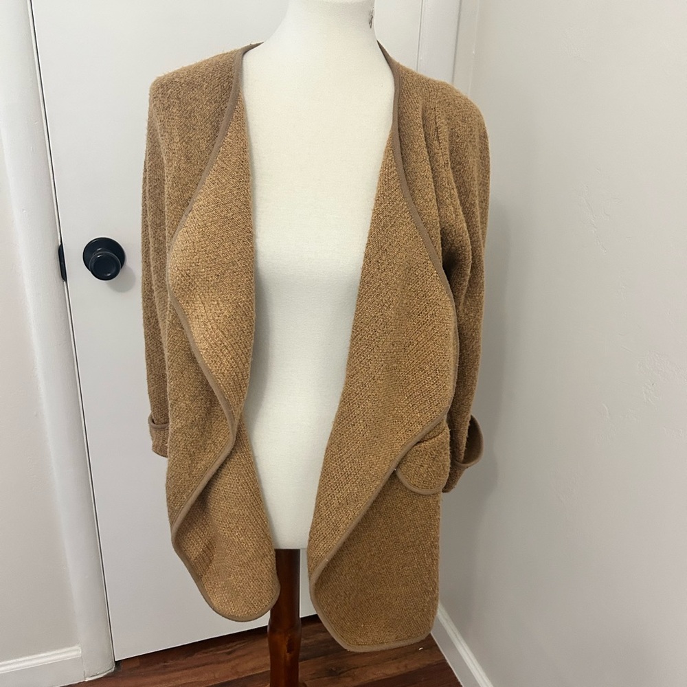 Cozy Tan Open-Front Sweater